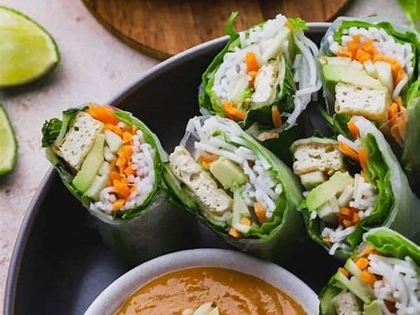 Vegan Rice Paper Rolls With Local Herbs