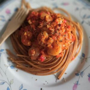 Quick Pasta With Sambal & Veggies Indonesian Style